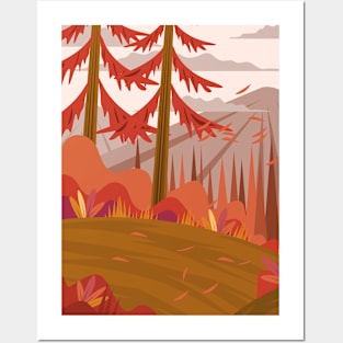 Autumn Nature Illustration Posters and Art